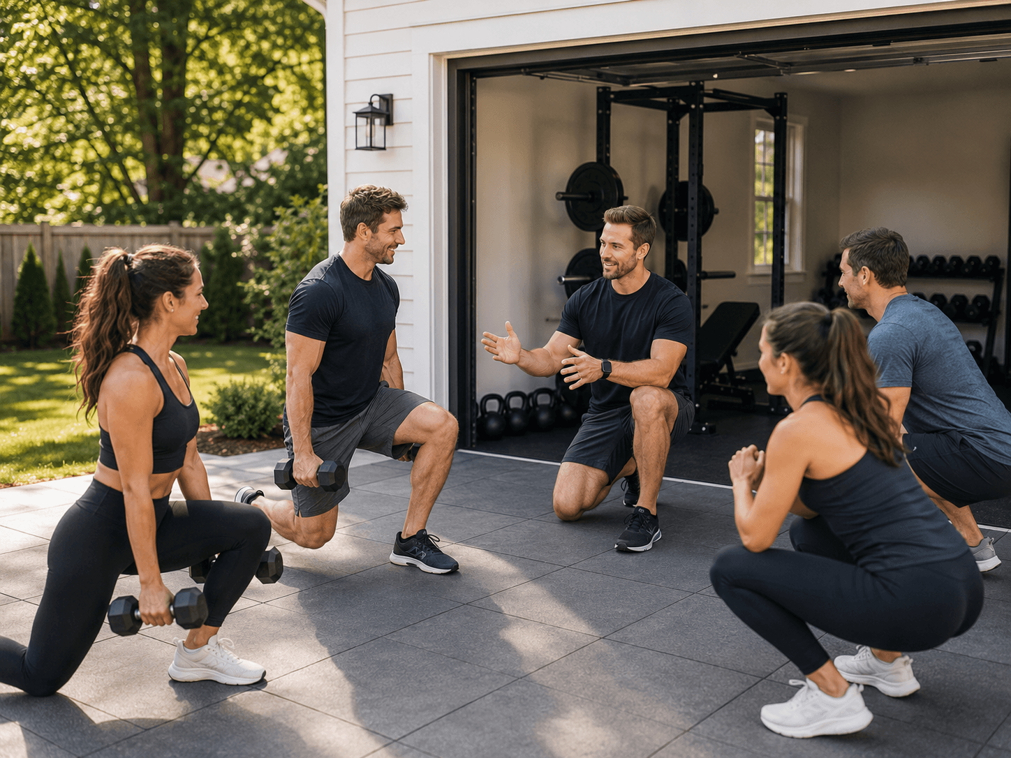 Private home fitness space with dumbbells and clean training area