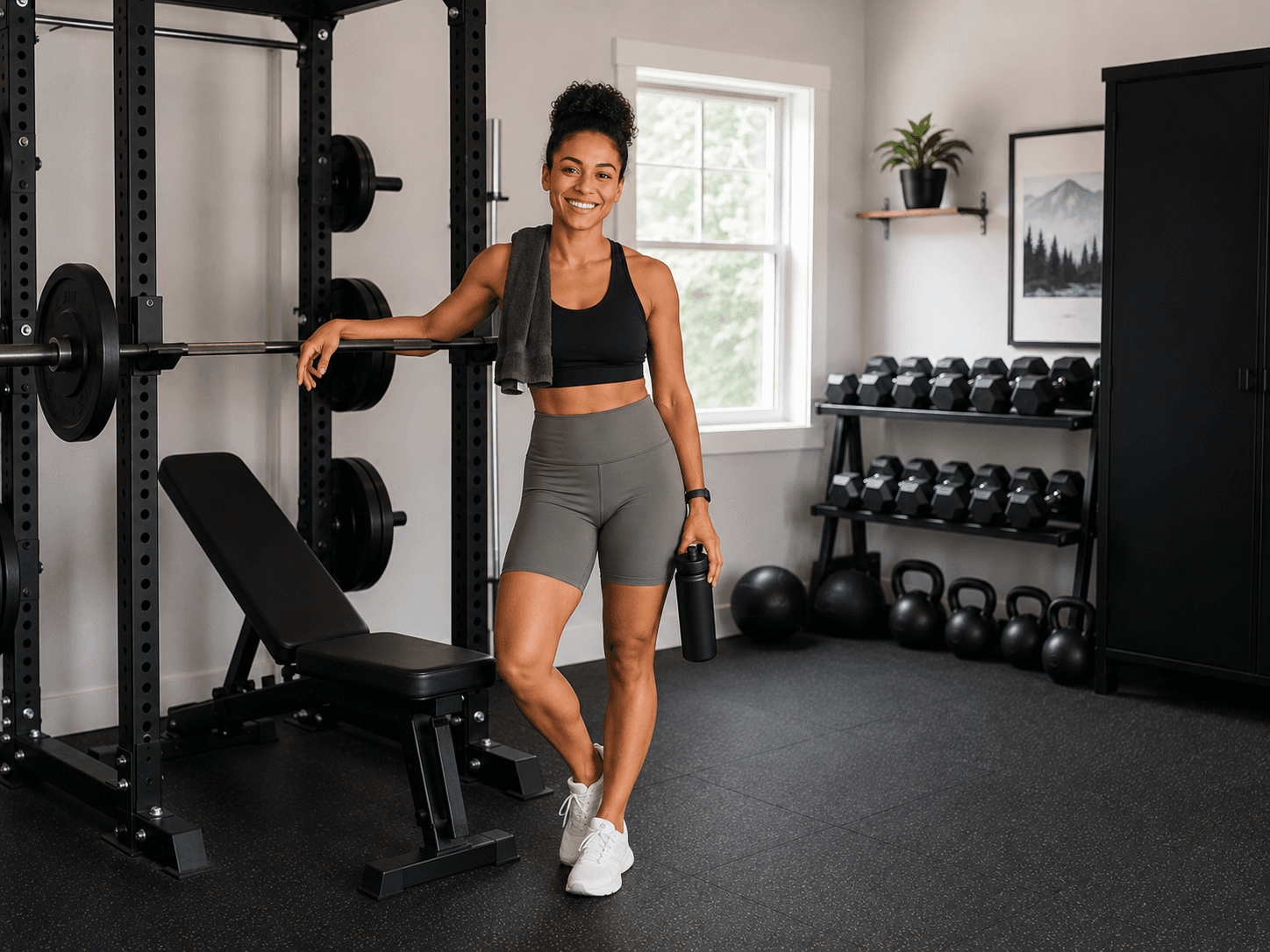 Private gym host preparing a garage gym